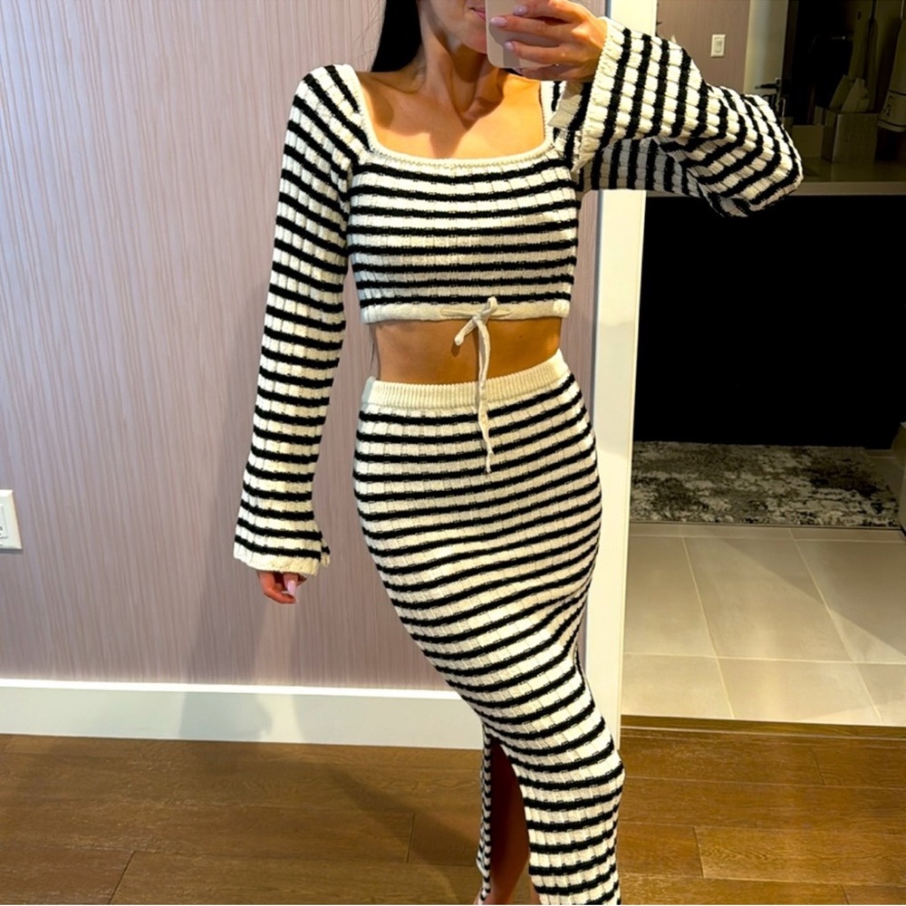 ASOS Striped Black and White Knit skirt & top set